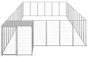 vidaXL Hondenkennel 26,62 m² staal zilverkleurig