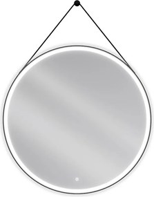 Mexen Reni verlichte badkamer spiegel, rond 100 cm, LED 6000K, anti-condens, zwarte frame - 9812-100-100-611-70