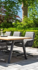 Taste by 4 Seasons Ambassador eettafel antraciet met teak blad 300 x 100 cm  Tuintafel    houtkleur weerbestendig