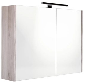 Best Design Happy spiegelkast met verlichting 80x60cm eiken grijs