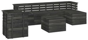 vidaXL 7-delige Loungeset pallet massief grenenhout donkergrijs