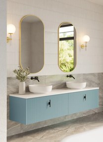 Muebles Ezra badmeubel ribbelfront 200cm baby blauw met wit toppaneel zonder waskom