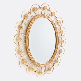 Rotanspiegel in bloemvorm H93 cm, Ramza