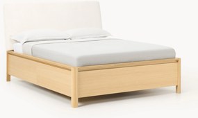 Houten bedframe Santiago met gestoffeerd hoofdeinde en lades