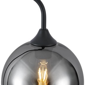 Art Deco vloerlamp zwart met smoke glas - Sandra