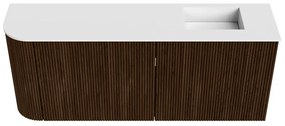 Mondiaz Joya 100cm toiletmeubel ronding links walnut met wastafel faye rechts zonder kraangat talc