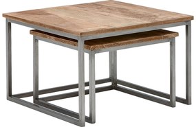 Goossens Salontafel Kay vierkant, hout mango bruin, urban industrieel, 65 x 42 x 65 cm