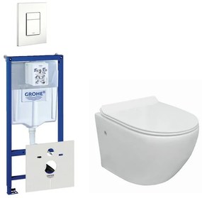Nemo Go compact Toiletsetset - spoelrandloos - grohe inbouwreservoir - softclose - quickrelease - bedieningsplaat verticaal - wit 0720003/0729205/sw242519/