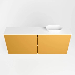 Mondiaz Fowy toiletmeubel 120cm ocher met witte waskom rechts zonder kraangat