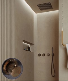 Saniclear Plus Stripes inbouw regendouche met inbouw douchekop 30x30cm en staafhanddouche verouderd messing