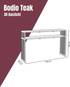 Wandtafel Zwarte Teak Latjes - 130 X 30cm.