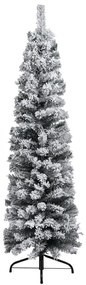 vidaXL Kerstboom met LED's, kerstballen en sneeuw smal 120 cm groen