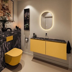 Mondiaz Ture DLux toiletmeubel 120cm ocher met wastafel lava midden zonder kraangat