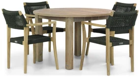 Tuinset Ronde Tuintafel 4 personen 120 cm Rope Groen Lifestyle Garden Furniture Dallas/Brighton
