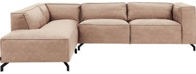 Goossens Bank Calvin beige, micro leer, 3-zits, modern design met ligelement links