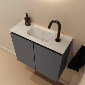 Mondiaz Ture DLux toiletmeubel 60cm dark grey met wastafel opalo midden met kraangat