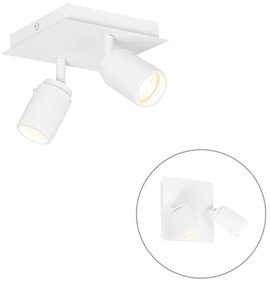 Moderne badkamer Spot / Opbouwspot / Plafondspot wit vierkant 2-lichts IP44 - Ducha Modern GU10 IP44 Lamp