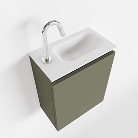 Mondiaz Ture 40cm toiletmeubel army met wastafel talc rechts 1 kraangat