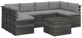 vidaXL 7-delige Loungeset met kussens pallet massief grenenhout