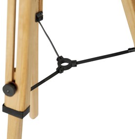 Industriële tripod vloerlamp zwart met hout - Mangoes