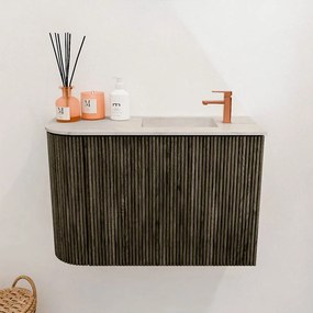 Mondiaz Joya DLux 60cm toiletmeubel ronding links shadow met wastafel faye rechts 1 kraangat ostra