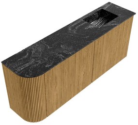Mondiaz Joya DLux 100cm toiletmeubel ronding links oak met wastafel faye rechts zonder kraangat lava