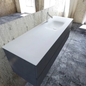 Zaro Valencia Solid Surface badmeubel 150cm mat antraciet 1 kraangat spoelbak rechts