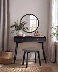 Mazzoni MILO Taupe Beige (stof Storm 26)/zwart beuken onderstel - VIERKANTE GESTOFFEERDE KRUK VOOR KEUKEN/WOONKAMER