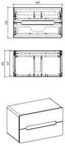 Comad Aruba White 829 FSC onderkast 80cm voor waskom eiken/wit