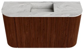 Mondiaz Joya DLux 75cm toiletmeubel ronding links/rechts ruby met wastafel faye midden zonder kraangat glace