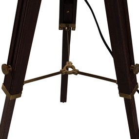 Vloerlamp messing tripod met velours kap brons 50cm - Cortin Klassiek / Antiek, Landelijk E27 rond Binnenverlichting Lamp