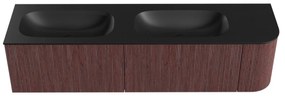 Mondiaz Kurve 175cm badmeubel ronding rechts ruby met 2 lades en 1 deur en wastafel big small dubbel/links zonder kraangat urban
