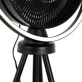 Vloerventilator tripod zwart incl. LED 3-staps dimbaar verstelbaar - Marleen