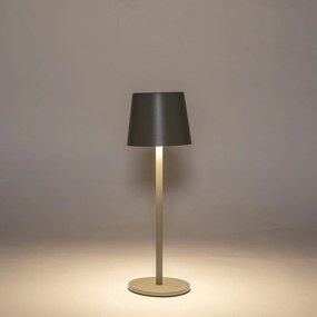 Anna's Collection LED Tafellamp 27x9 cm ribbel olijf - Draadloos - Warm Wit Licht - Touch Bediening - Voor Binnen &amp; Buiten
