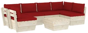 vidaXL 7-delige Loungeset met kussens pallet vurenhout