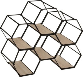 Atmosphera Metalen Hexagon Flessenrek Arty - Zwart - Voor 6 flessen