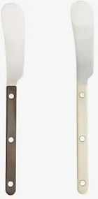 Set Van 2 Roestvrijstalen Smeermessen Tirvola Tapiocabeige - Intens Mokkabruin - Sklum