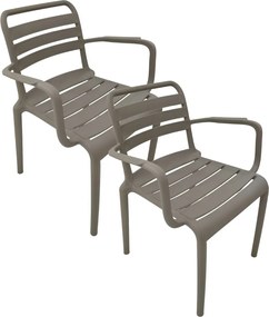 Garden Impressions Moos tuinstoel taupe - 2 stuks