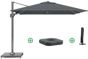 Zweefparasol 2.7x2.7m T2 (incl. voet + hoes) antracite Grijs-antraciet Platinum Voyager