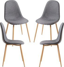 Set 4 Teok Stoffen Stoelen