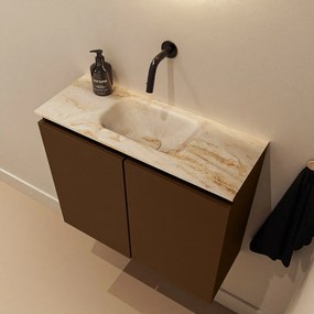 Mondiaz Ture DLux toiletmeubel 60cm rust met wastafel frappe midden zonder kraangat