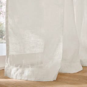 Linnen glasgordijn met gerimpelde bies en golf, ONEGA