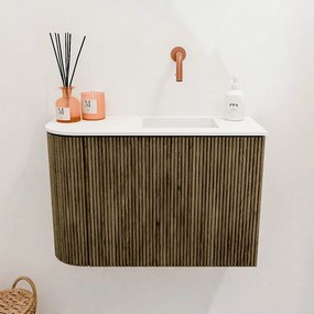 Mondiaz Joya 60cm toiletmeubel ronding links dusk met wastafel faye rechts zonder kraangat talc