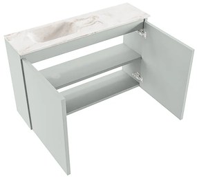 Mondiaz Ture DLux toiletmeubel 80cm greey met wastafel frappe links zonder kraangat