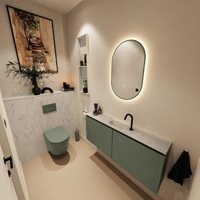 MONDIAZ TURE-DLUX 120cm toiletmeubel Army. EDEN wastafel Opalo positie midden. Met 1 kraangat. TUREDX120ARMM1OPA