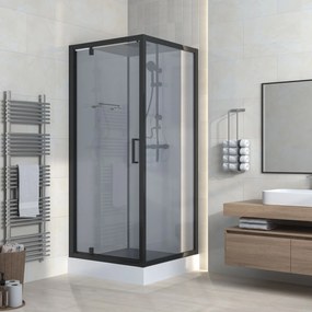 Sanigoods Bowie complete douchecabine rookglas met draaideur 90x90cm zwart mat