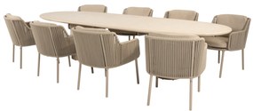 Hampton Bernini dining tuinset 300x110xH75 cm 9 delig mortex latte 4 Seasons Outdoor