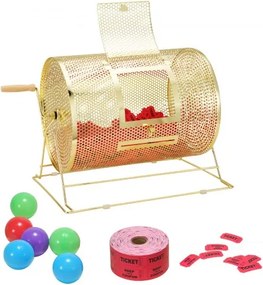 VEVOR Lottery Drum Lucky Child Capaciteit 5000 Tickets of 300 Tombola Balls, Professionele Metalen Loterij Draaitafel, Loterijdoos voor Loterijspellen Goud