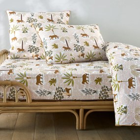 Hoeslaken voor kinderen, gewassen katoen, kap van 25 cm, jungleprint, WILA