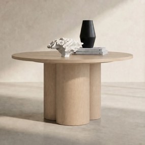 Salontafel Met Cilindervormige Poten Naturel - 80 X 80cm.